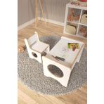 zeo wood design Montessori Çocuk Oyun & Aktivite & Çalışma Masa ve Sandalyesi - Beyaz