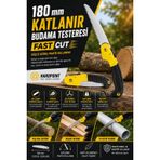 Zeph00 180 mm Katlanabilir Budama Testeresi Fast Cut Kilitli Bahçe Testeresi Yüksek Karbon Çelik Dal Kesme Ağaç Budama Kamp Outdoor ve Bahçe El Testeresi