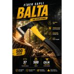 Zephoo 500 Gram Fiber Saplı Balta 37 cm Çelik Balta Kamp Bahçe Odun Hazırlama Ağaç Budama ve Doğa Aktiviteleri İçin Dayanıklı El Baltası