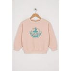 Zepkids Bisiklet Yaka Uzun Kol Yesterday Yazı Baskılı Bej Renk Kız Çocuk Sweatshirt - 10 - 11 Yaş