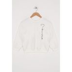 Zepkids Kız Çocuk Ekru Renkli Minimalist Kalp Baskılı Sweatshirt - 9 - 10 Yaş