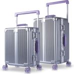 Zeplin Boxy Pc Policarbon 2'li Valiz Seti (Kabin ve Orta) Silver-Mor - Mor - Gri