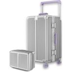 Zeplin Boxy Pc Policarbon 2'li Valiz Seti (Orta ve Makyaj) Silver-Mor - Mor - Gri