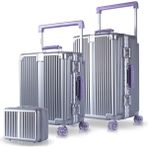 Zeplin Boxy Pc Policarbon 3'lü Valiz Seti (Kabin Orta ve Makyaj) Silver-Mor - Mor - Gri