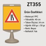 Zeplin Sağdan Daralan Yol/dikdörtgen Uyarı Levhası - yok