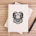 Zepplin Giyim Baphomet Flowers Çizgisiz Kanvas Defter Çizgisiz - Krem - 14x21 cm