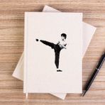 Zepplin Giyim Bruce Lee Kick Deffense Çizgisiz Kanvas Defter Çizgisiz - Krem - 14x21 cm