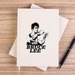 Zepplin Giyim Bruce Lee Portre Çizgisiz Kanvas Defter Çizgisiz - Krem - 14x21 cm