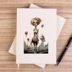 Zepplin Giyim Cartoonish Outer Unhappiness Çizgisiz Kanvas Defter Çizgisiz - Krem - 14x21 cm