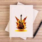 Zepplin Giyim Classic Guitar Yellow Fire Çizgisiz Kanvas Defter Çizgisiz - Krem - 14x21 cm