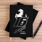 Zepplin Giyim F1 Charles Leclerc Ferari Siyah Kanvas Defter Çizgisiz - 14x21 cm