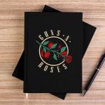 Zepplin Giyim Guns N Roses Flower Siyah Çizgisiz Kanvas Defter Çizgisiz - 14x21 cm