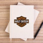 Zepplin Giyim Harley Chopper Logo Çizgisiz Kanvas Defter Çizgisiz - Krem - 14x21 cm