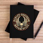 Zepplin Giyim Harley Chopper Wings Skull Siyah Kanvas Defter Çizgisiz - 14x21 cm