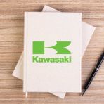 Zepplin Giyim Kawaski Yeşil Logo Çizgisiz Kanvas Defter Çizgisiz - Krem - 14x21 cm