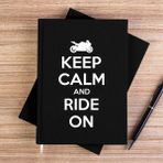 Zepplin Giyim Keep Calm And Ride On Siyah Kanvas Defter Çizgisiz - 14x21 cm