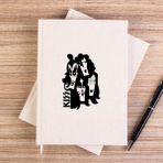 Zepplin Giyim Kiss Cartoon Face Çizgisiz Kanvas Defter Çizgisiz - Krem - 14x21 cm