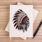 Zepplin Giyim Kızılderili Skull Portre Çizgisiz Kanvas Defter Çizgisiz - Krem - 14x21 cm