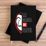 Zepplin Giyim La Casa De Papel Half Face Siyah Kanvas Defter Çizgisiz - 14x21 cm