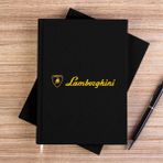 Zepplin Giyim Lamborghni Gold Logo Text Siyah Çizgisiz Kanvas Defter Çizgisiz - 14x21 cm