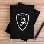 Zepplin Giyim Lamborghni Logo White Siyah Çizgisiz Kanvas Defter Çizgisiz - 14x21 cm