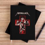 Zepplin Giyim Metallica Siluets Inside The Cross Siyah Çizgisiz Kanvas Defter Çizgisiz - 14x21 cm