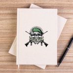 Zepplin Giyim Military Style Skull Logo Çizgisiz Kanvas Defter Çizgisiz - Krem - 14x21 cm
