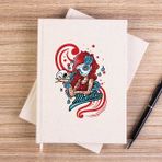 Zepplin Giyim Model Girl With Red Tatto Cartoon Çizgisiz Kanvas Defter Çizgisiz - Krem - 14x21 cm