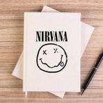 Zepplin Giyim Nirvana Smiley Face Çizgisiz Kanvas Defter Çizgisiz - Krem - 14x21 cm