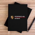Zepplin Giyim Porshe Logo Motorsport Siyah Çizgisiz Kanvas Defter Çizgisiz - 14x21 cm