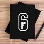 Zepplin Giyim Rainbow Six Amblem White Siyah Çizgisiz Kanvas Defter Çizgisiz - 14x21 cm