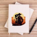 Zepplin Giyim Skeleton Cowboy Lover Çizgisiz Kanvas Defter Çizgisiz - Krem - 14x21 cm