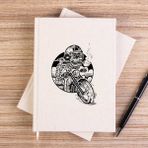 Zepplin Giyim Skull Smoker Rider Çizgisiz Kanvas Defter Çizgisiz - Krem - 14x21 cm