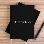 Zepplin Giyim Tesla Text Siyah Çizgisiz Kanvas Defter Çizgisiz - 14x21 cm