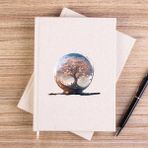 Zepplin Giyim Tree Growing In Snow Gobe Çizgisiz Kanvas Defter Çizgisiz - Krem - 14x21 cm