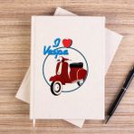 Zepplin Giyim Vespa I Love Çizgisiz Kanvas Defter Çizgisiz - Krem - 14x21 cm