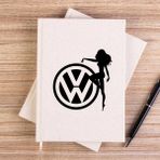 Zepplin Giyim Volkswagen Woman Logo Krem Çizgisiz Kanvas Defter Çizgisiz - 14x21 cm