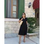 Zera Kadın Kısa Kollu V Yaka Cepli Viskon Elbise