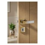 zerafev PREMİUM AHENK KARE ROZETLİ KAPI KOLU (ODA-WC-YALE KİLİT TİPLERİ)(TAKIM) ALTIN - SATEN