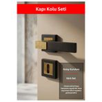 zerafev PREMİUM AHENK KARE ROZETLİ KAPI KOLU (ODA-WC-YALE KİLİT TİPLERİ)(TAKIM) SİYAH - ALTIN