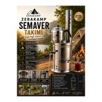 zerakamp Tek Musluklu Odunlu Kömürlü Semaver 5 Litre Çay Semaveri 1 Litre Demlik Hediyeli