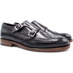 Zerbay Mercedario Kösele Taban Çift Tokalı Deri Erkek Klasik Ayakkabı, Monkstrap, Loafer - Siyah