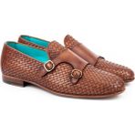 Zerbay Taranaki Kösele Taban Deri Loafer Klasik Ayakkabı Örgü Desenli Klasik Ayakkabı Monkstrap