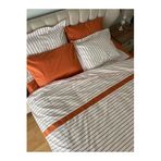 Zeren Home Biye Detaylı Çizgili Çift Kişilik Patlı Nevresim Takımı 4 Parça