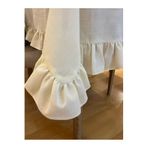 Zeren Home Fırfırlı Simsiz Polyester Keten Dertsiz Masa Örtüsü Krem, 150 x 220
