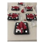 Zeren Home Keten Görünümlü Begonvil Masa Örtüsü Kapuçino 27 Parça Set 160 x 300