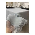 Zeren Home Keten Görünümlü Dantel Detaylı Simli Dertsiz Gri 160x300 cm Masa Örtüsü