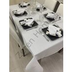 Zeren Home Keten Görünümlü Dertsiz 13 Parça Beyaz 150 x 350 cm Masa Örtüsü