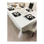 Zeren Home Keten Görünümlü Dertsiz Masa Örtüsü Linen Kırık Beyaz