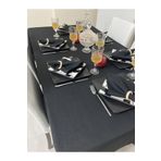 Zeren Home Keten Görünümlü Dertsiz Simli Siyah Masa Örtüsü